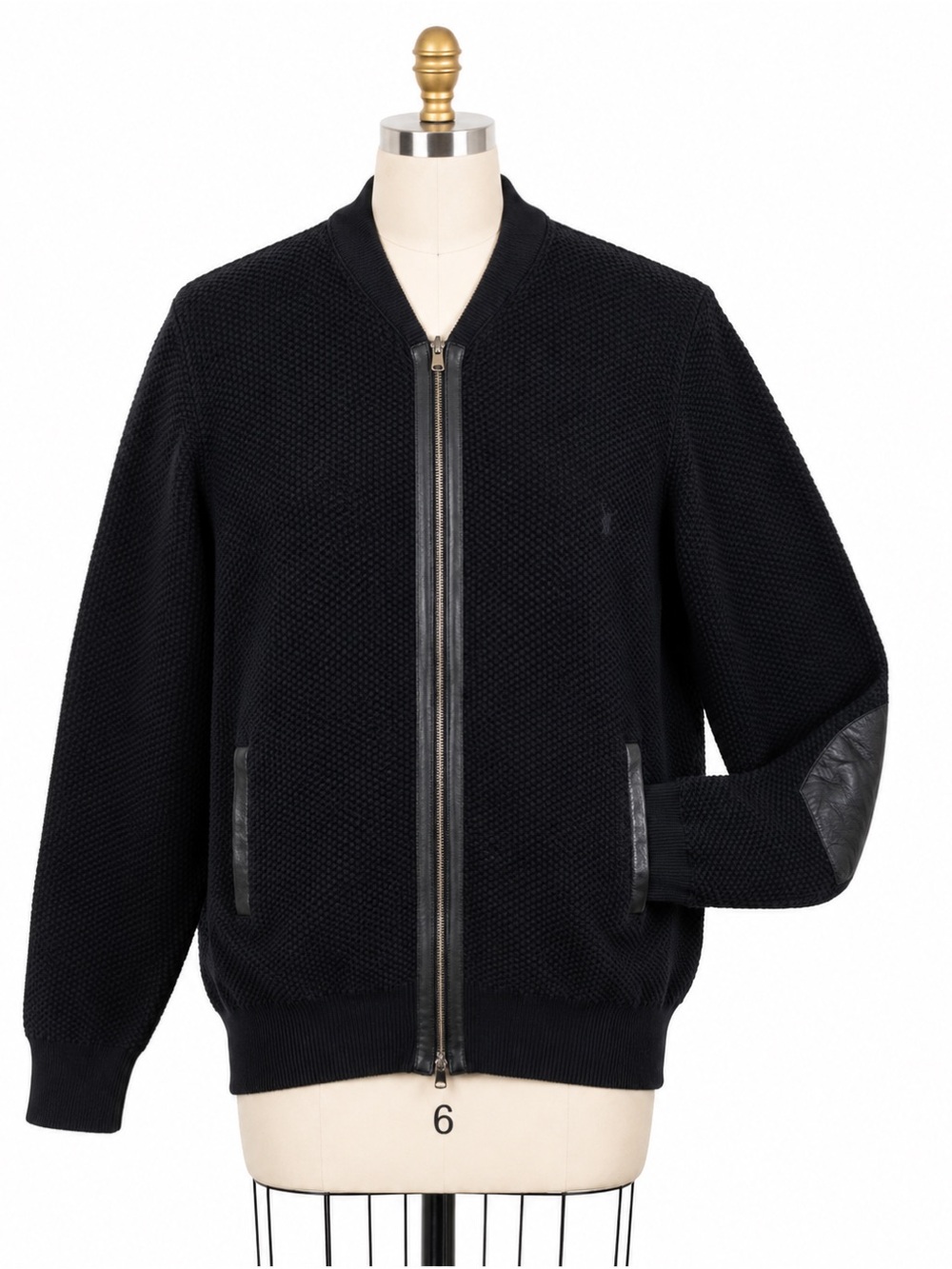 RUDSAK EST. 1994 KNIT ZIP JACKET | Leather Trim & Elbow Patches | Men's M/L